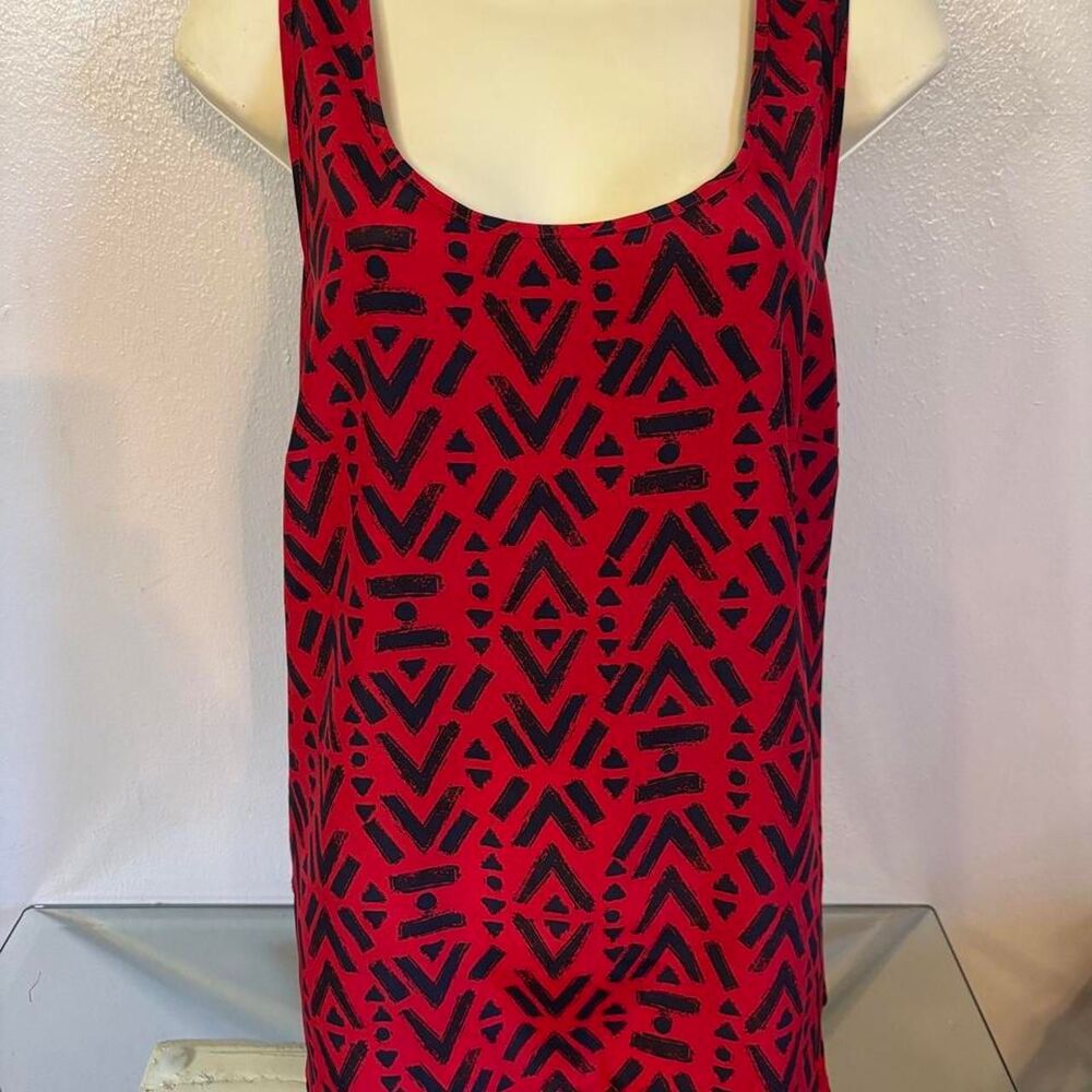 Faded Glory Red & Black Geometric Tank Top - Size XL